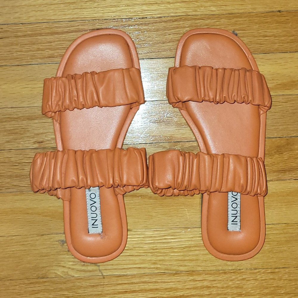 Orange leather sandals